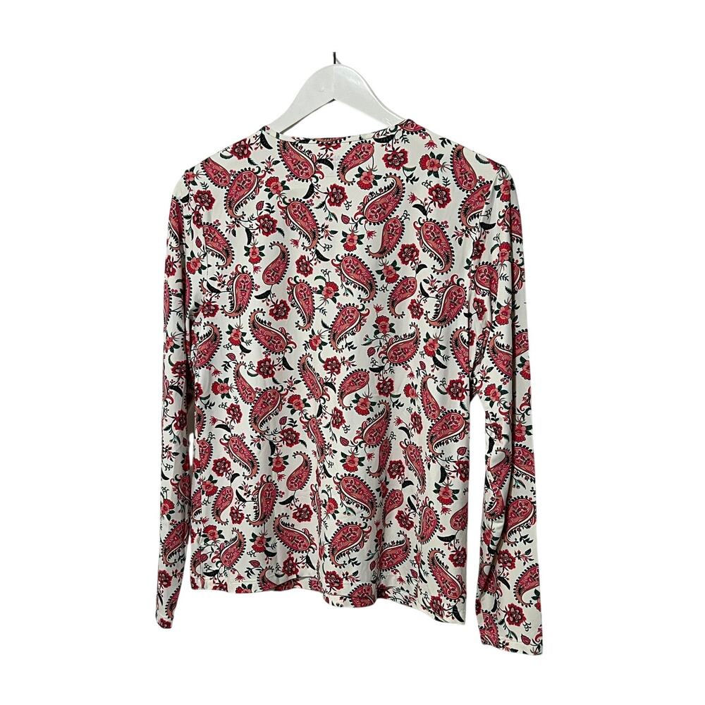 LANDS' END WOMENS SIZE LARGE PINK WHITE PAISLEY LONG SLEEVE RASHGUARD SWIM TOP - Picture 2 of 10